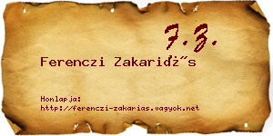 Ferenczi Zakariás névjegykártya